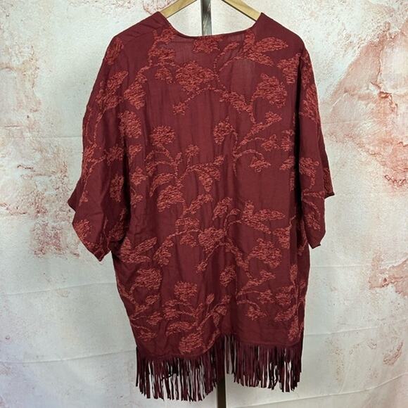 CHICO'S chenille tapestry kimono top size L XL boho fall fringe festival hippie - Picture 5 of 5